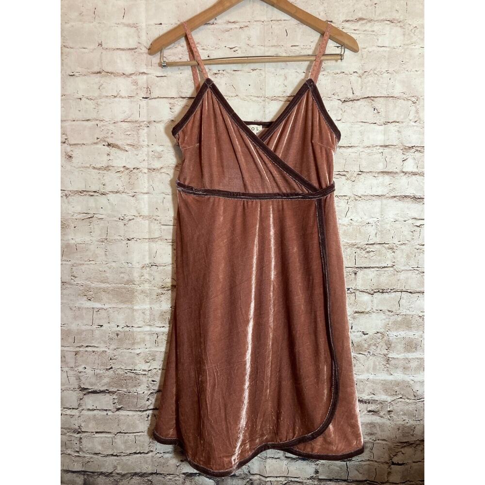 POL Slip Dress Womens Medium Mauve Pink Velvet Feminine Coquette Babydoll